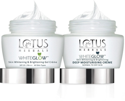 LOTUS HERBALS White Glow Skin Whitening & Brightening Gel Cream 60 g and deep Moisturising Creme 60g(2 Items in the set)