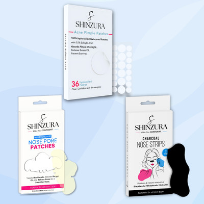Shinzura Acne Pimple Patches + Blackhead Nose Strips + Hydrocolloid Nose Patches(3 x 33.33 g)