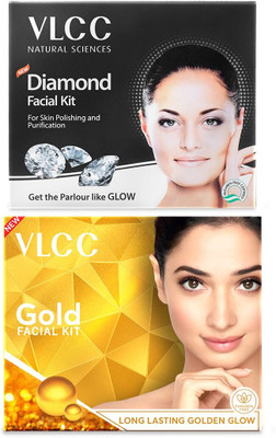 VLCC Gold Facial Kit & Diamond Facial Kit -60 g (Pack of 2)(2 x 60 ml)