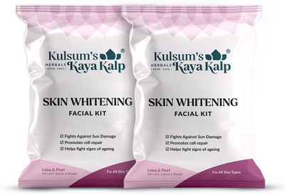 Kulsum's Kaya Kalp Skin Whitening Facial Kit,, All Skin Types,Single Use(Combo Pack)(2 x 38 g)