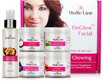 Vedic Line Facial Kit For Glowing & Even Tone Suits All Skin Types(5 x 100 ml)