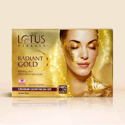 LOTUS HERBALS Radiant Gold Cellular Glow Salon Grade 4 Facial Kit(37 g)