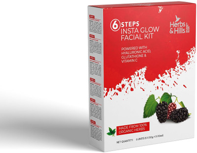 Herbs & hills Facial Kit, 6 Steps Insta Glow Facial Kit with Vitamin C, Glutathione(580 g)