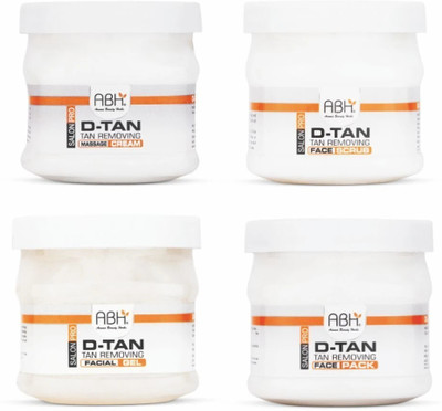 ABH D-TAN Facial Kit Complete Tan Removal Kit Scrub, Pack, Cream & Gel(4 x 200 g)