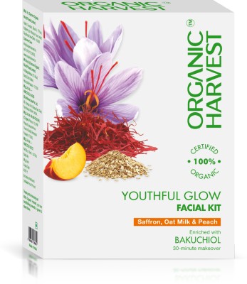 Organic Harvest Youthful Glow Facial Kit Saffron & Oat Milk, Reduces Wrinkles,Ideal for Dry Skin(40 g)