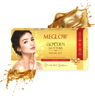 meglow Gold Facial Kit for Dull, Tired Skin | 5 Steps to Instant Glow & Shine(105 g)