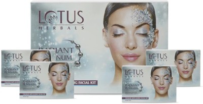 LOTUS HERBALS Radiant Platinum Cellular Anti-Ageing Salon Grade 4 Facial Kit(4 x 37 g)