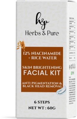 Herbs and Pure Skin Brightening Facial Kit with Niacinamide & Rice Water, Anti - Pigmentation(6 x 10 g)