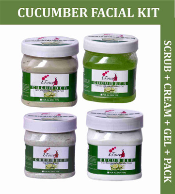 I TOUCH Herbal Cucumber Facial Kit - Scrub + Cream + Pack + Gel 500 ml x 4(4 x 500 ml)