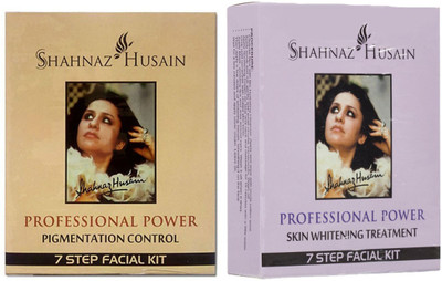 Shahnaz Husain PROFESSIONAL POWER SKIN WHITENING TRETMENT 7 STEP FACIL KIT + PROFESSIONAL POWER PIGMENTATION CONTROL 7 STEP FACIAL KIT(2 x 27.5 g)
