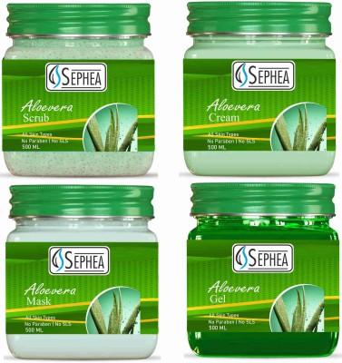 SEPHEA Professional AloeVera Facial Kit 2000 ml - Scrub + Cream + Pack + Gel 500 ml x 4(4 x 500 ml)