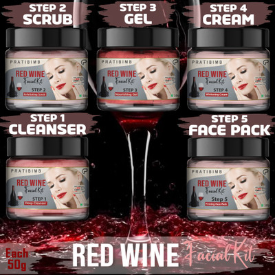 Pratibimb Red Wine Facial Treatment Kit for Anti-Aging Benefits(5 x 10 g)