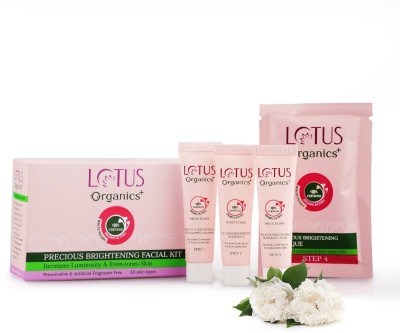 Lotus Organics+ Precious Brightening 4 Steps Facial Kit|Bright and Glowing Skin(200 g)