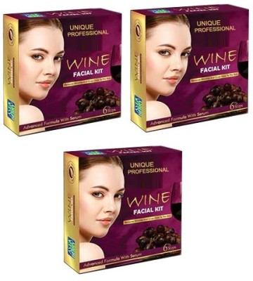 UNIQUE PROFESSIONAL Wine Advanced Formula With Serum Facial Kit 6 Pouch 1 Set(3 x 12 g)