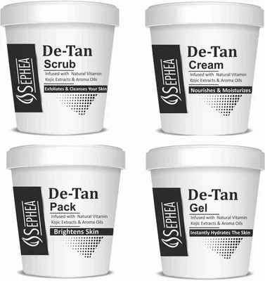 SEPHEA De-Tan Facial Kit - Scrub , Cream , GEL , Pack(4 x 100 g)