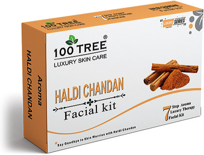 100Tree HALDI CHANDAN Facial Kit-Instant Glow-7 Step Aroma Luxury Therapy(800 g)