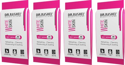 DR.RASHEL Face Moisturizing White Skin Facial Wipe 4 x10 Dirt & Makeup Remover wet wipes(40 Tissues)