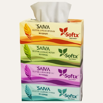 softx Premium Soft Facial Tissues – 80 Sheets per Box,(4 Tissues)