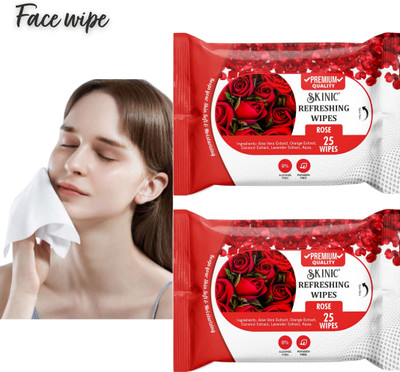 skinic Facial Wipes/ Face// Wet Wipes Pack /Refreshing Wipes(50 Tissues)