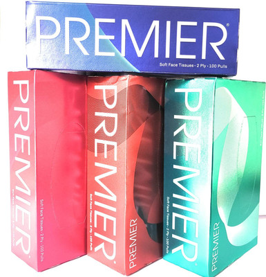 Premier Box Face Tissue Papers 100 Pulls 2Ply (Pack of 12-2400 Sheets)(1200 Tissues)