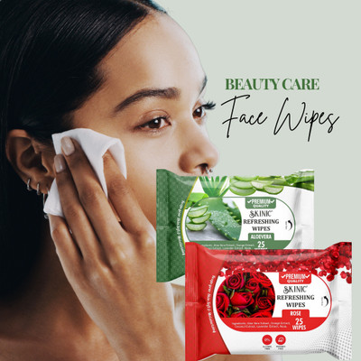 skinic Rose & Aloe Vera Wet Wipes | Soft & Refreshing Skin Care(50 Tissues)