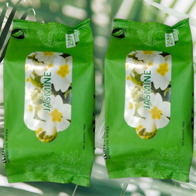 Deeparth Jasmine Herbal Face Wipes - Deep Cleansing & Hydrating(50 Tissues)