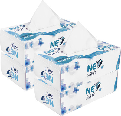 NE Soft 2 Ply Ultra Soft Facial Tissue 100 Pulls x 200 sheets Per Box (Pack of 4)(400 Tissues)