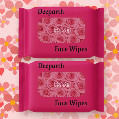 Deeparth Wet Wipes for Face Rose Fragrance Facial Wipes for Instant Freshness(50 Tissues)