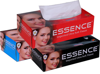 ESSENCE Face Tissue Imported Ultra Soft Black Blue Red-3(600 Tissues)