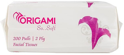 Origami Facial Tissues Pack of 1, 200 Pulls, 2 Ply - Soft Pack(200 Tissues)