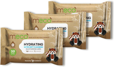 IMECO Bamboo Daily Cleansing Face Wipes with Aloe Vera - 30 Pulls each(90 Tissues)