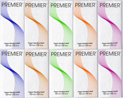 Premier Facial Hanky Pack Pocket Tissue Paper 2 Ply - Pack of 10(10 Tissues)