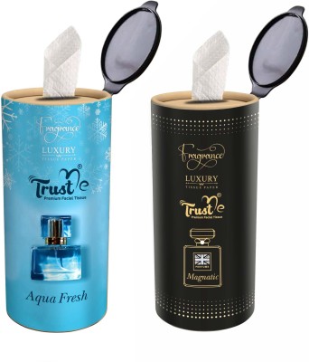 Trust me PERFUME FACIAL TISSUE IN PAPER TUBE BOX 14x20CM 50N SOFT (Aqua and Magnatic)(2 Tissues)