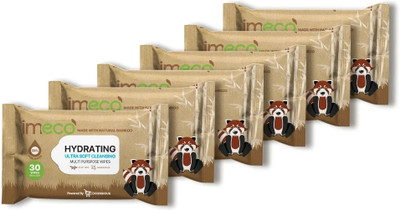 IMECO Bamboo Daily Cleansing Face Wipes with Aloe Vera - 30 Pulls each(180 Tissues)