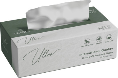 CLARET Ultra Soft 3-Ply Facial Tissues | 75 Pulls | Ultra Gentle for Sensitive Skin(75 Tissues)
