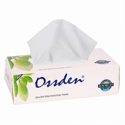 OSSDEN Facial Tissue, Face Tissue 2 Ply 200 Sheet Per Box Pack of 12 Color Black(2400 Tissues)