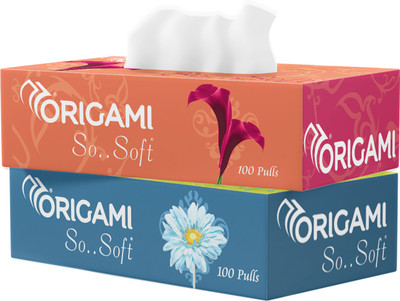 Origami 2 Ply Facial Tissues Pack of 2 - 100 Pulls Per Box(200 Tissues)