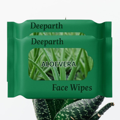 Deeparth Cooling & Soothing Face Wipes | With Aloevera (Pack-2)(50 Tissues)