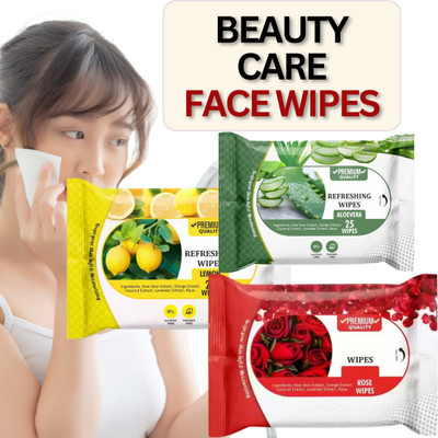 skinic Face Tissue Paper for Oily Skin - Rose Aloe Vera Lemon for Oil Control(75 Tissues)