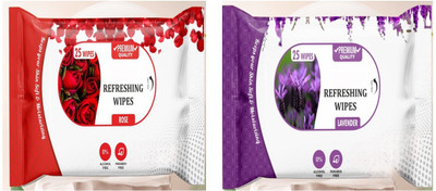 Glamzone Refreshing Wet Wipes With 2 Different Fragrance, Facial Wet Wipes(50 Tissues)