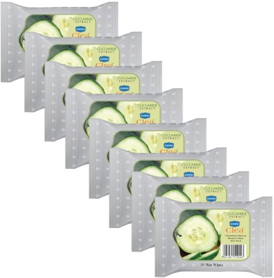 GINNI CLEA Cleansing & Make-up Remover Wet Wipes (Cucumber) (Pack of 8) (30 Wipes Per Pack)(240 Tissues)