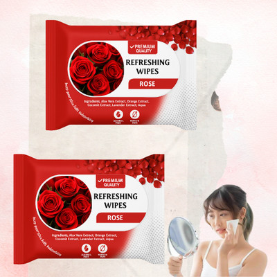 ShakalyaVeda Gentle Face Wipes with Rose Fragrance | Paraben-Free & Alcohol-Free |(50 Tissues)
