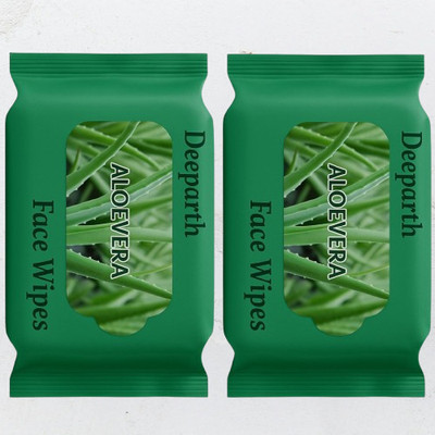 Deeparth Aloevera Mint Face Wipes - The Best Refreshing Wet Wipes for Skin (Pack-2)(50 Tissues)
