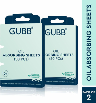 GUBB Oil Absorbing Sheets For Face Pack of 2, Blotting Paper For Oily Skin - 50 Sheets Each(100 Tissues)