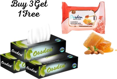 OSSDEN Buy 3 Facial Tissue Get 1 Wet Tissue Free Ultar Soft Tissue Everyday Use(600 Tissues)