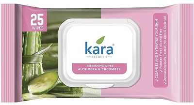 KARA Aloe Vera & Cucumber Refreshing Facial Wet Wipes 25 Pulls(25 Tissues)