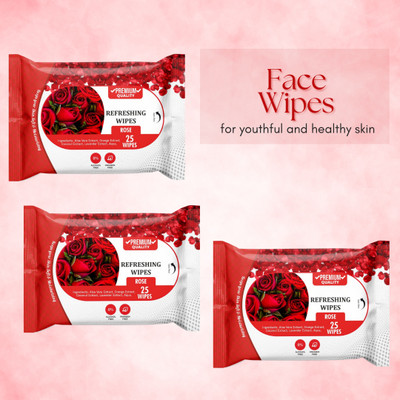 skinic Refreshing Rose Scented Wipes – Face & Body Cleansing(75 Tissues)
