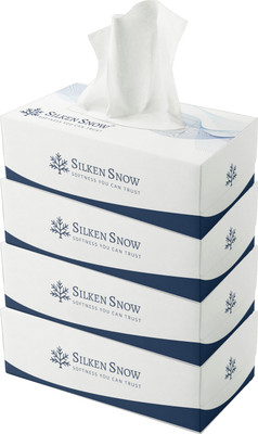 SILKEN SNOW 2 Ply 100 Pulls Facial Tissue Paper Box, Car Tissue Box, Face Tissue - 400 Pulls(4 Tissues)