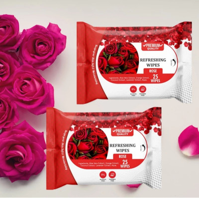 APPARA Rose Refreshing Wet Wipes – Deep Cleansing & Moisturizing Pack of 2(50 Tissues)(50 Tissues)