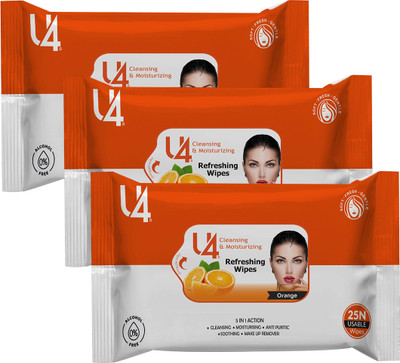 adbeni Refreshing Orange Extract Facial Wipes, Cleansing, Moisturizing & Hydrating(3 Tissues)